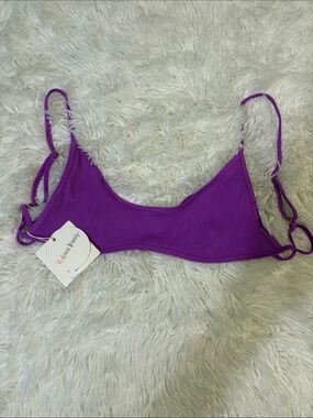Kulani Kinis Ribbed Minimal Tie Back Swim Top in Violet